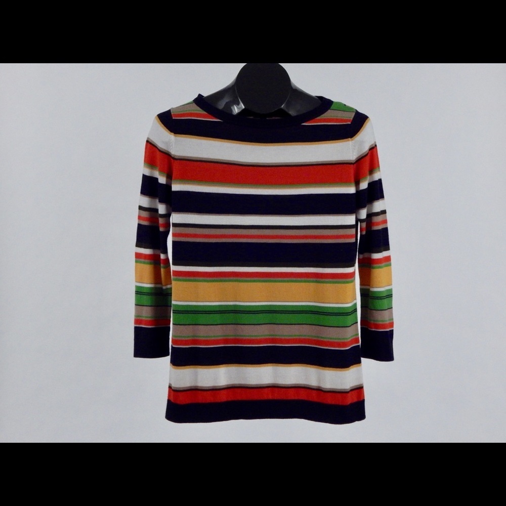 TALBOTS scoop neck striped 3/4” sleeve top Size S